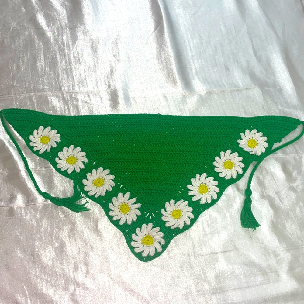 Green Crotchet Head Scarf